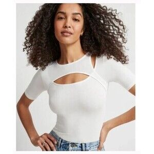 Marcella Tee NWT Top Off White Bowen Cutout Retail $102 Womens Size S